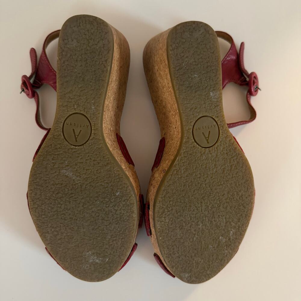 Clarks Artisan Wedge Sandal Red 6.5 - Picture 4 of 4